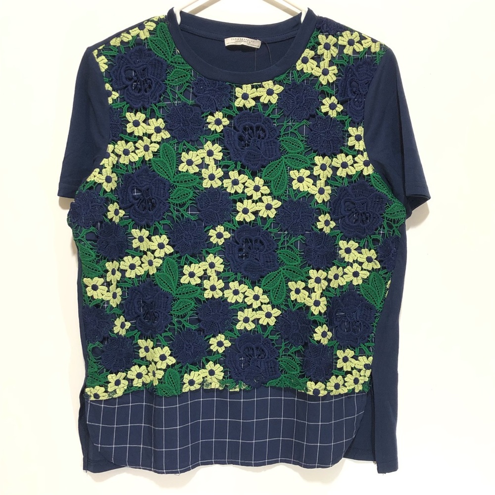 5 for $20 NWOT Zara Crochet Windowpane Lace Over Top - Picture 2 of 8